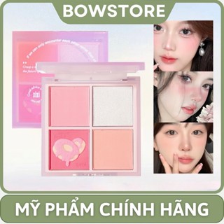 XIXI Phấn Má Hồng XIXI 4 ô Nhũ Sáng Highlight Trang Điểm Tích Hợp Phấn Mắt Nhũ Lìbền màu makeup trang điểm làm đẹp