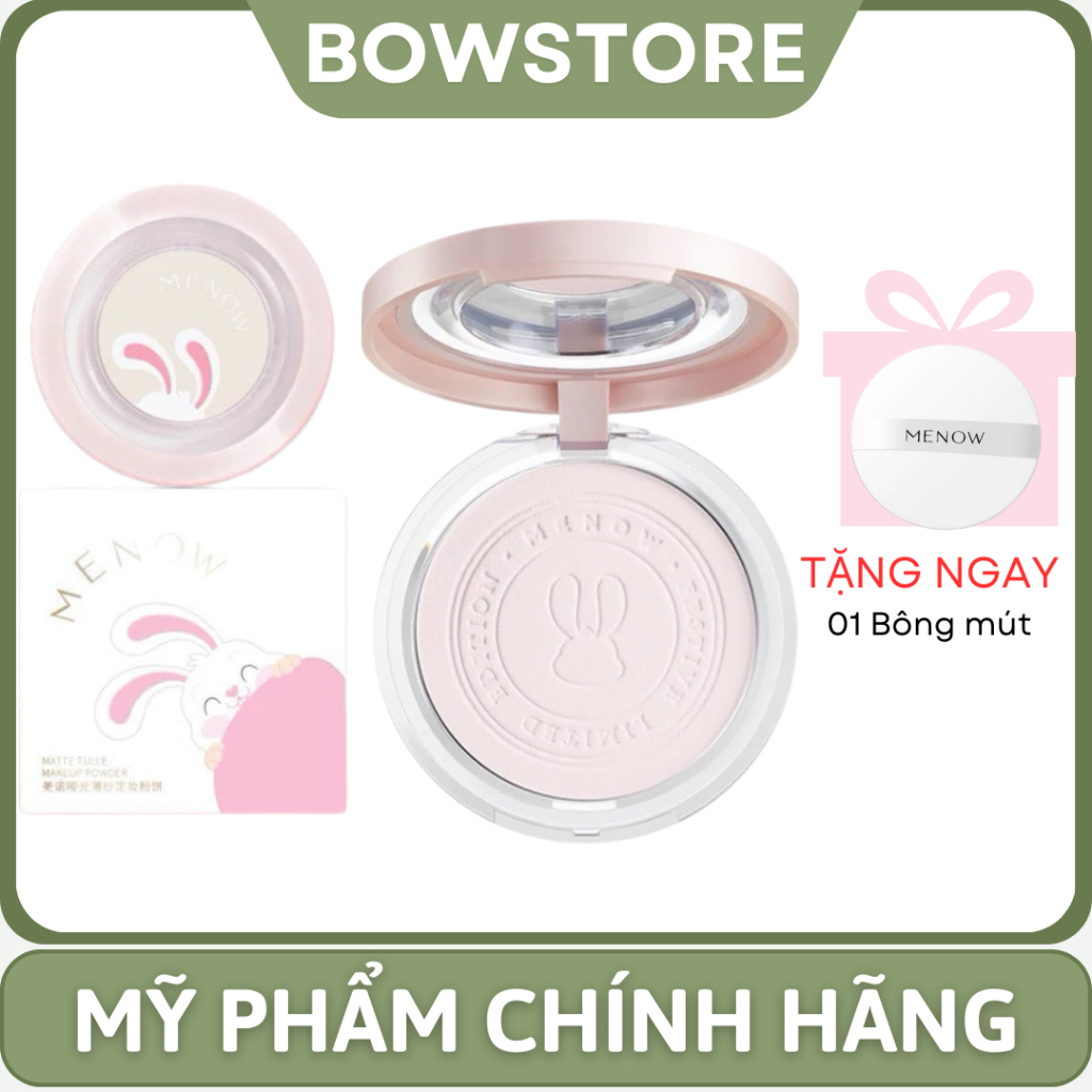 MENOW Phấn Phủ Nén Menow Trang Điểm Kiềm Dầu, Chống Nước, Che Khuyết Điểm,Lâu Trôi Kèm Gương Mút Tán