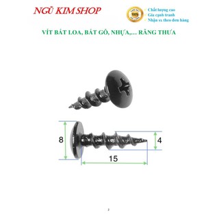 VÍT BẮT LOA M4 x L RĂNG THƯA MẠ ĐEN