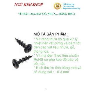 VÍT BẮT LOA M4 x L RĂNG THƯA MẠ ĐEN