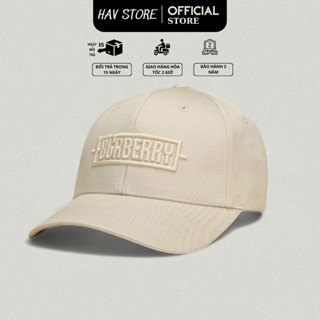 Mũ lưỡi trai nam nữ Bubberry màu be logo thêu nổi chất vải kaki cotton thoáng mát hàng xuất dư