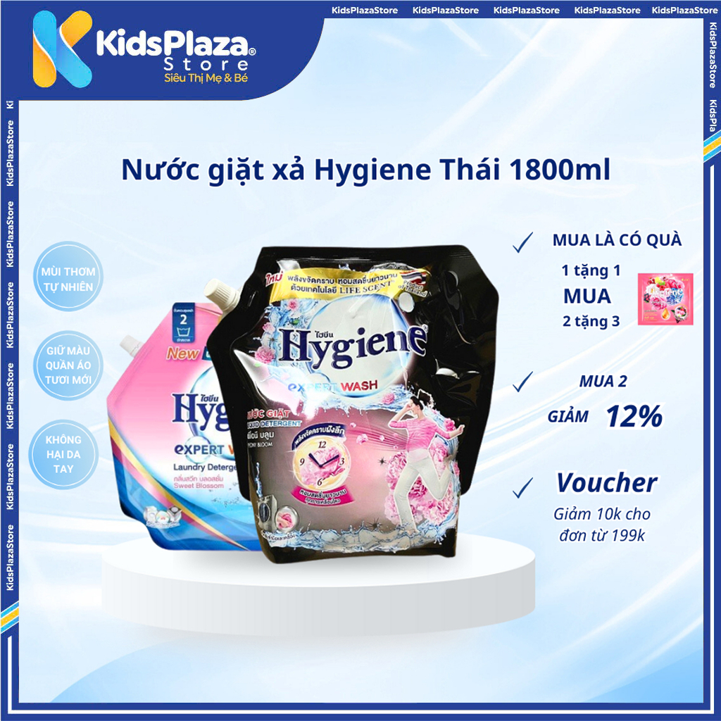 Nước giặt xả Hygiene hương nước hoa 1800ml  Thái Lan chính hãng