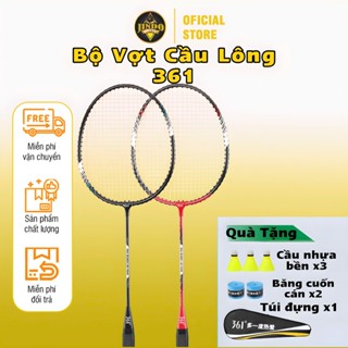 Bộ 2 Vợt Cầu Lông 361 JindoSoccer Đàn Hồi Tốt Siêu Cứng Siêu Bền Tặng Kèm Bao Đựng Quấn Cán Cho Người Lớn Trẻ Em JSD46