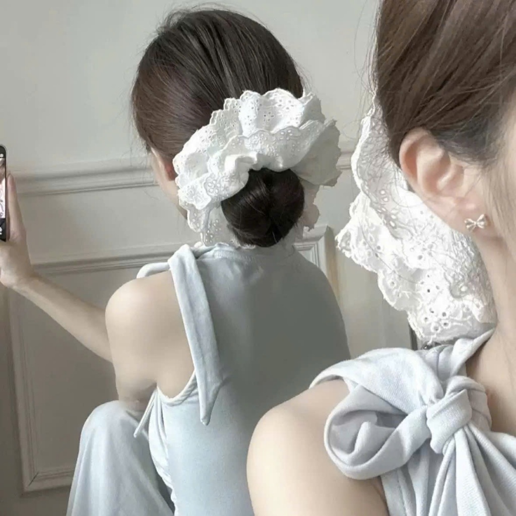 Dây buộc tóc scrunchies màu pastel trơn cao cấp AAA iLita set cột tóc dễ thương sang trọng