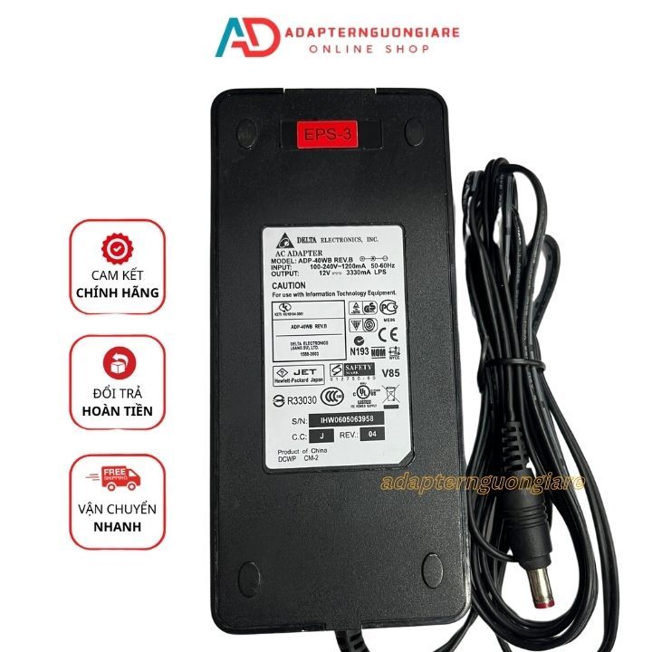 Adapter nguồn Delta 12V 3.33A zin