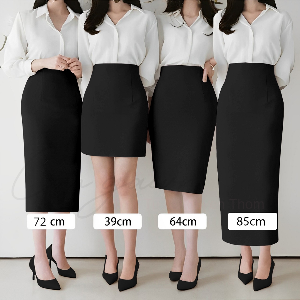 Chân váy Bút chì, Eo cao tôn dáng, Nhiều kích cỡ, CV20 Vải Kate dày, mềm, dễ chịu Nữ.