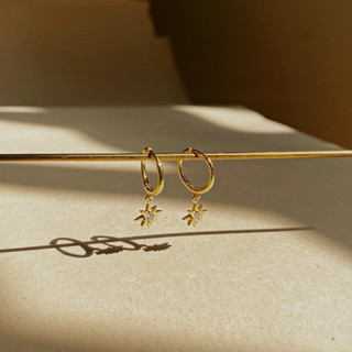 Khuyên tai bạc INS thiết kế dáng hoop phối charm ngôi sao / GIÁ 1 ĐÔI