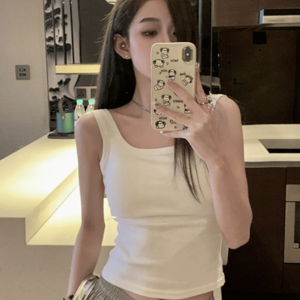 Áo 3 lỗ nữ MIMISAMS chất cotton phong cách thể thao dường phố có đệm ngực , áo 3 lỗ nữ dáng ngắn thờ