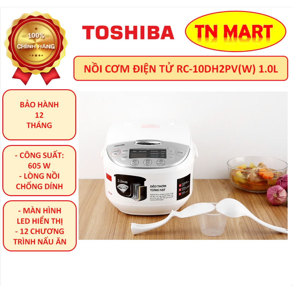 Nồi cơm điện tử Toshiba RC-10DH2PV(W) và RC-18DH2PV(W), chính hãng, hàng mới, bảo hành 12 tháng