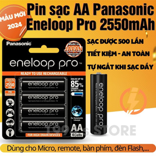 Pin sạc AA/AAA Panasonic Eneloop Pro 2550mAh 950mAh dùng cho bàn phím, chuột, remote, micro karaoke, đèn flash máy ảnh