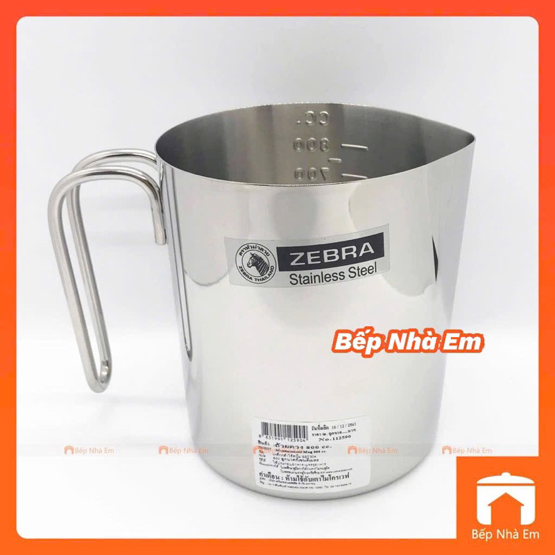 Ca Đánh Sữa - Ca Đong ZEBRA Dung Tích 800ml ( Inox 304) - 112590 - Hàng Nhập Khẩu Thái Lan