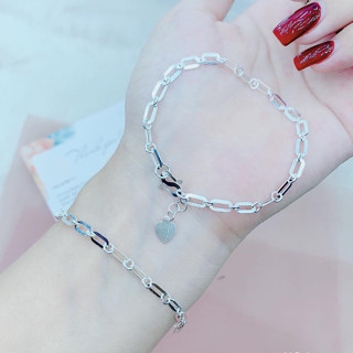 Lắc tay nữ bạc thật dạng dây xích LINH MIU SILVER