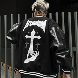 Bomber tay da , varsity jacket nam nữ chất dạ 2 lớp , áo khoác bóng chày local brand unisex