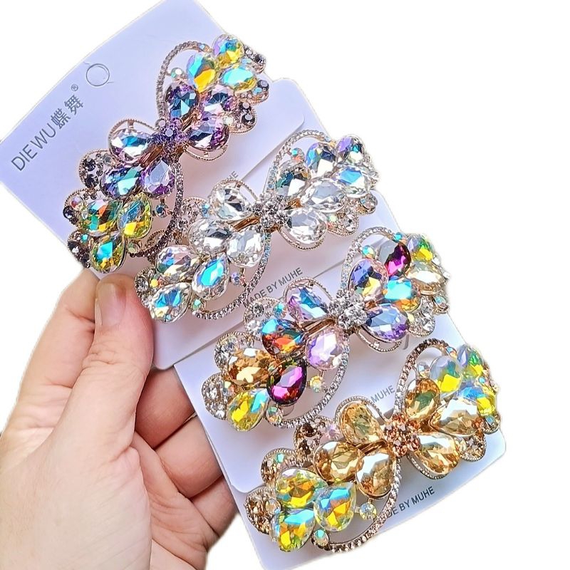 [Cao cấp] Kẹp tóc đá pha lê lấp lánh kiểu bấm đuôi size 8 cm cho nữ