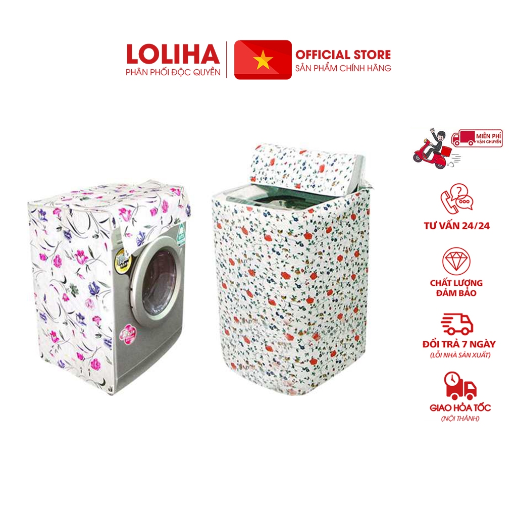 📛FREESHIP📛 Combo 5 Bọc máy giặt trắng hoa không thấm nước