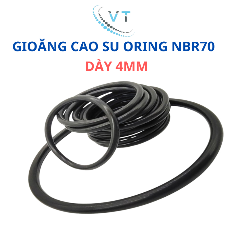 Gioăng cao su NBR70 dày 4mm, đường kính ngoài 12mm - 30mm. Oring NBR
