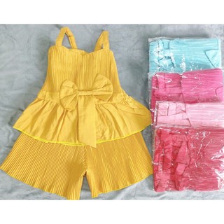 Bộ lụa Cánh Tiên Phối Nơ Bé (6-18kg) ( giao màu ngẫu nhiên)