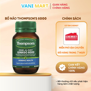 [TEM CHEMIST] Viên Uống Bổ Não One-A-Day Ginkgo 6000 - Thompsons Úc hỗ trợ tiền đình, hoạt huyết dưỡng não 60 viên