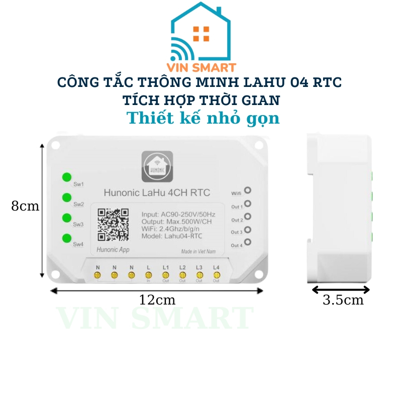 Công Tắc Thông Minh Hunonic Lahu 04 RTC Tích Hợp IC Thời Gian Thực, Mất Mạng Vẫn Chạy Bình Thường