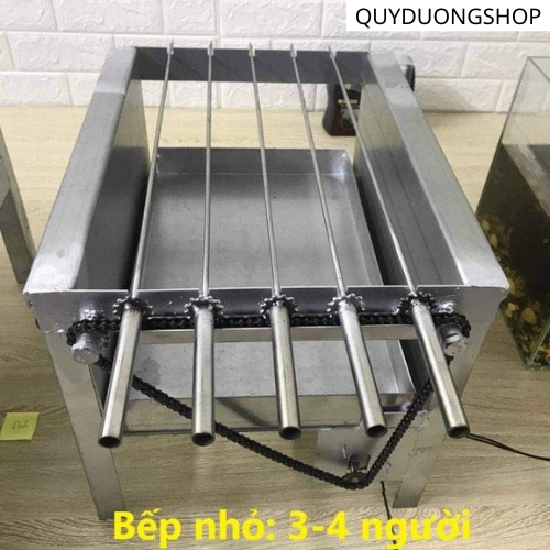 Máy nướng thịt chả lò quay gà vịt mini bếp nướng than hoa mô tơ tự động chuẩn