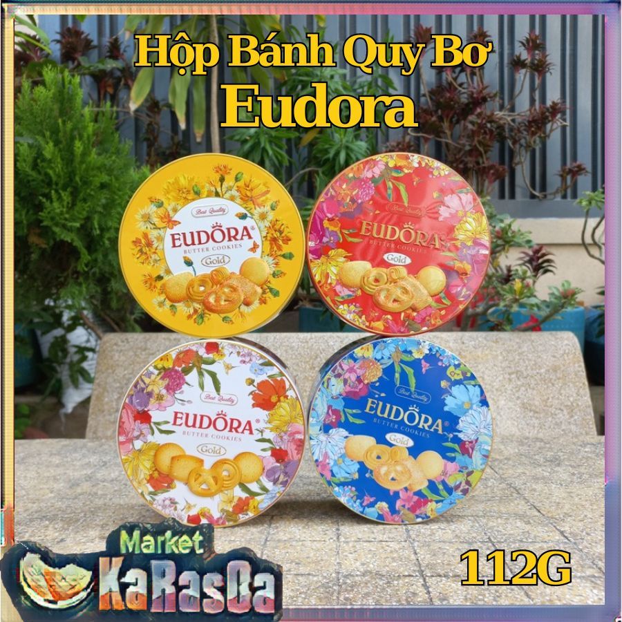 Bánh quy hỗn hợp Eudora Butter Cookies & Assorted Hộp Thiếc Tròn 112G