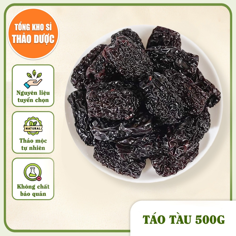 Táo tàu 500g, táo đen sấy dẻo, không tẩm đường, dày thịt, vị ngọt tự nhiên, dùng ăn vặt, pha trà
