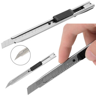 Combo 10 Dao rọc giấy nhỏ mini vỏ thép, lưỡi dao sắc bén, chất liệu cứng cáp, có móc kẹp tiện dụng