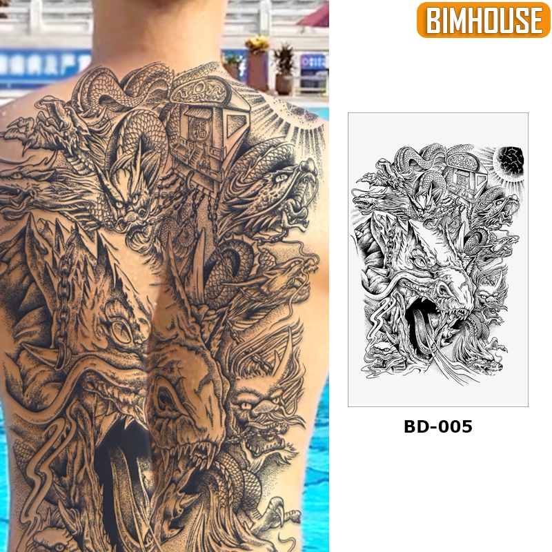 Hình xăm 15 ngày full lưng BIMHOUSE, hình xăm dán tạm thời chống nước cửu long di quan BD-005