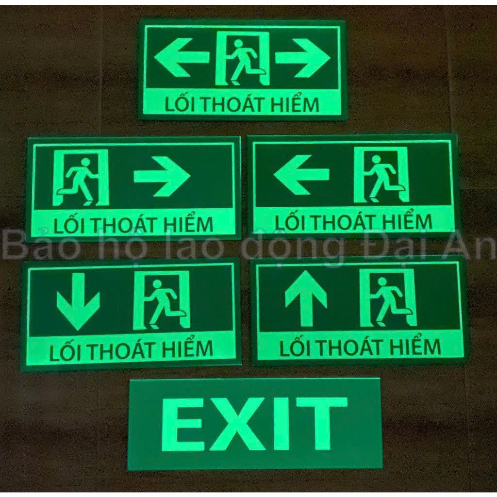Bảng chỉ dẫn thoát hiểm exit dạ quang 15 x 35cm (có sẵn keo sau)