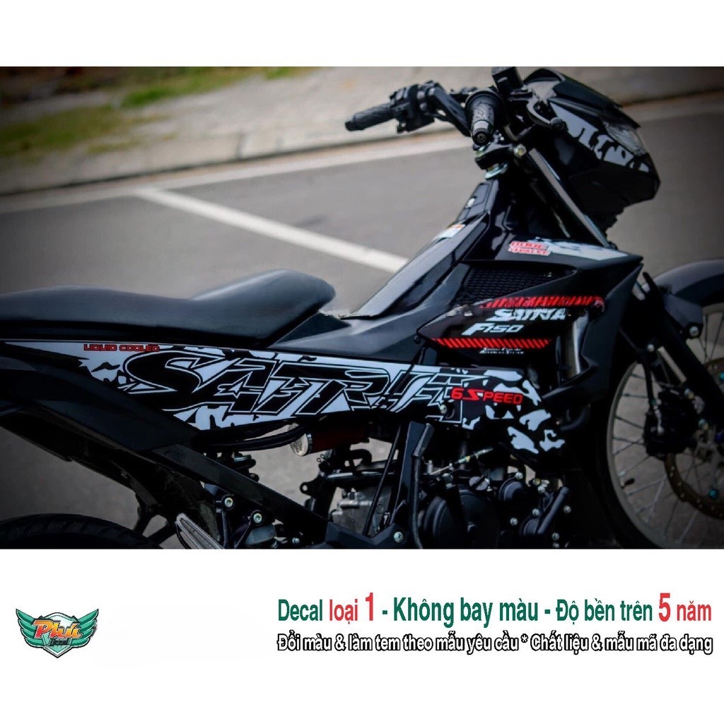 Tem rời xe Satria Đen Trắng (B)