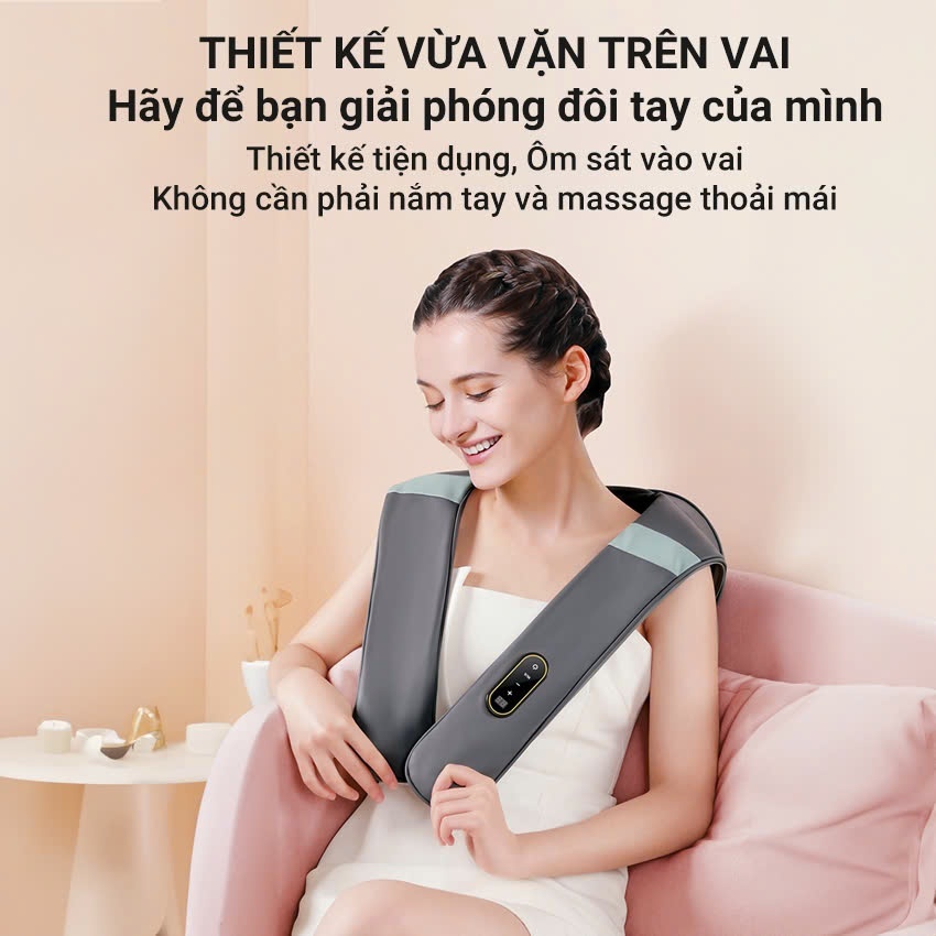 Máy Đấm Lưng Massage Cổ Vai Gáy 6 Máy Đấm Beame BR-P6, Mô Phỏng Bàn Tay Người Kèm Nhiệt, Giúp Thư Giãn