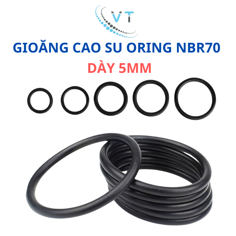 Gioăng cao su NBR70, oring, gioăng làm kín dày 5mm (đường kính ngoài 16mm - 30mm)