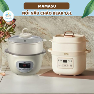 (TẶNG SỔ TAY) Nồi nấu cháo chậm Bear 1,6l kèm thố sứ cho bé ăn dặm -Ninh hầm hấp chưng yến Sube002, SB-NNC16
