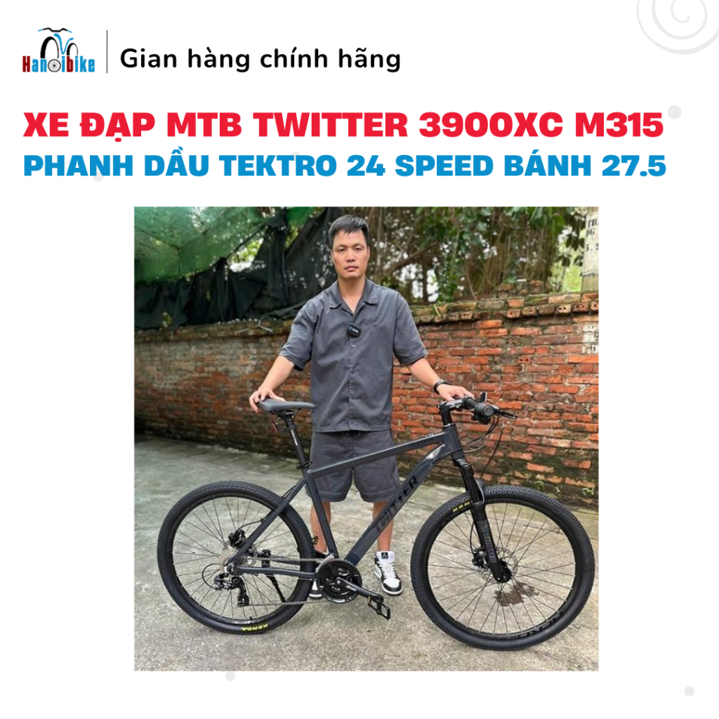 Xe đạp MTB Twitter 3900XC M315 phanh dầu Tektro 24 speed Bánh 27.5 Cho người cao 1m65-1m8