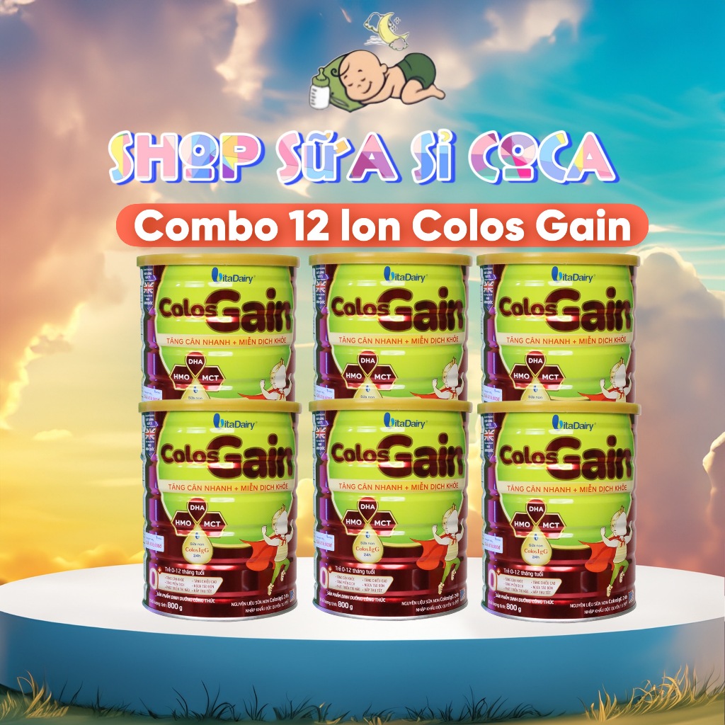 Combo 12 lon Colos Gain 800gr (mã Qr tích xu date 2027)
