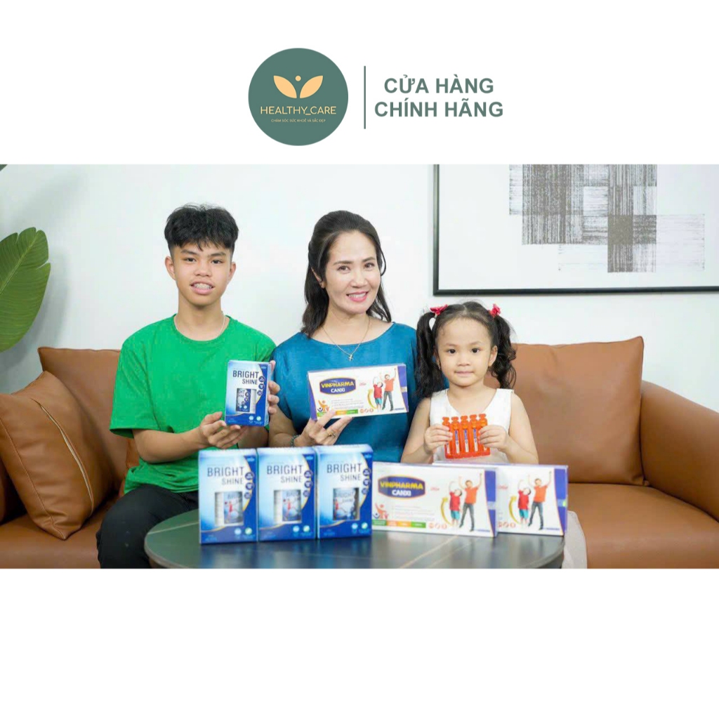 Viên uống Bright Shine TẶNG THƯỚC DÂY ĐO CHIỀU CAO CHO BÉ (Hộp 60 viên) và siro Vinpharma Canxi - Phát triển chiều cao