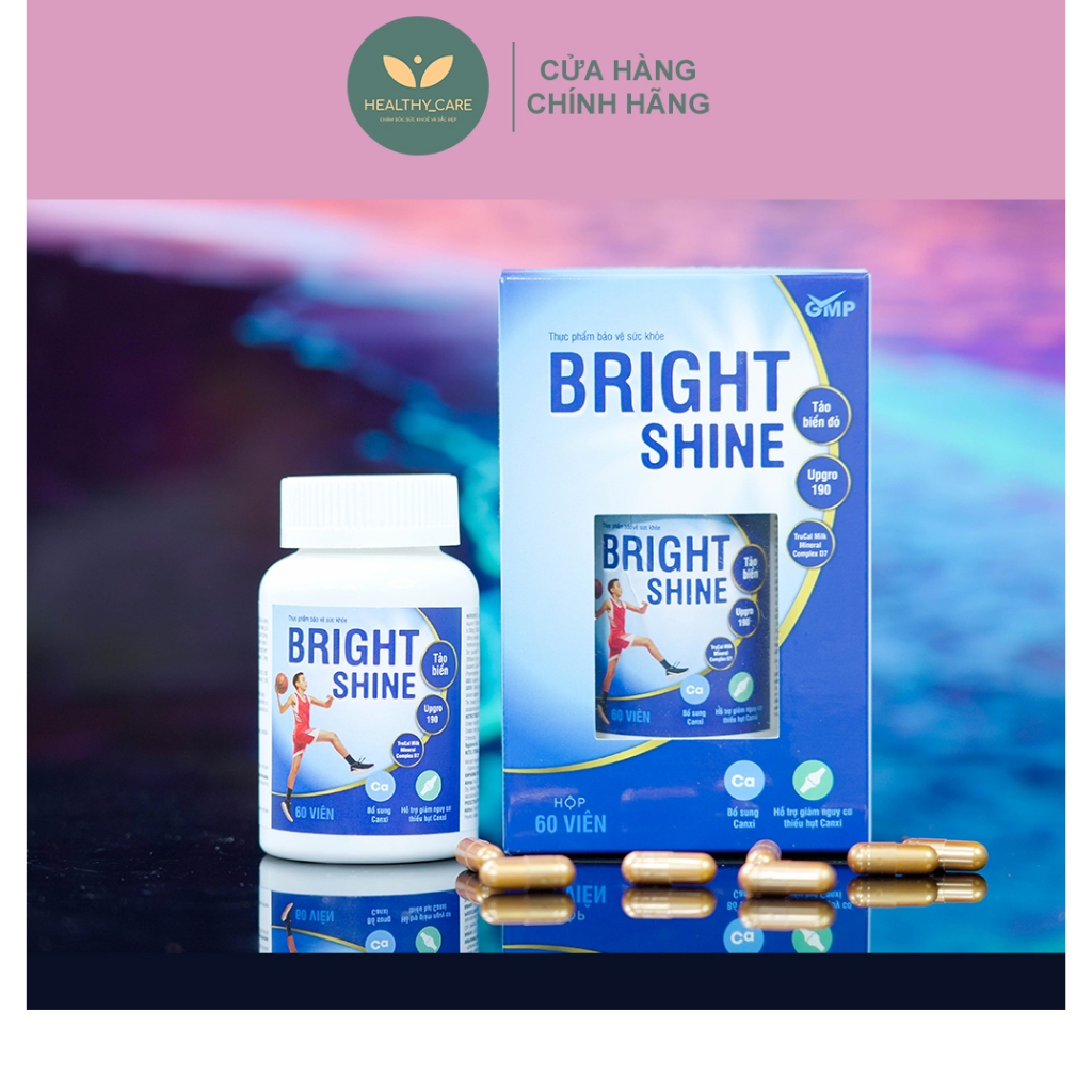 Viên uống Bright Shine TẶNG THƯỚC DÂY ĐO CHIỀU CAO CHO BÉ (Hộp 60 viên) và siro Vinpharma Canxi - Phát triển chiều cao
