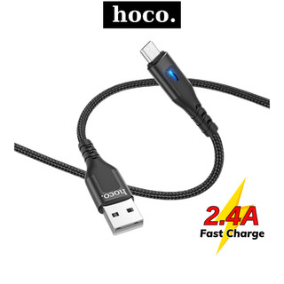Dây sạc Micro Hoco Cáp báo đèn bọc dù chất liệu siêu bền dùng cho điện thoại, các thiết bị di động