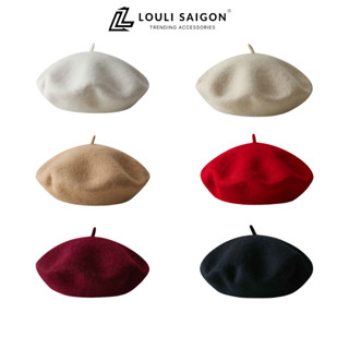  Mũ nồi nữ vải len cao cấp LOULI SAIGON nón beret nữ trơn nhiều màu thời trang cổ điển phong cách Hàn Quốc BR05 