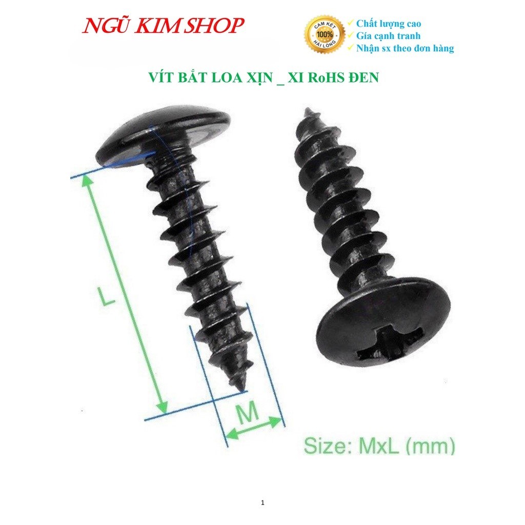 Vít Bắt Loa Xịn M4, M4.5, M5 Mạ Đen