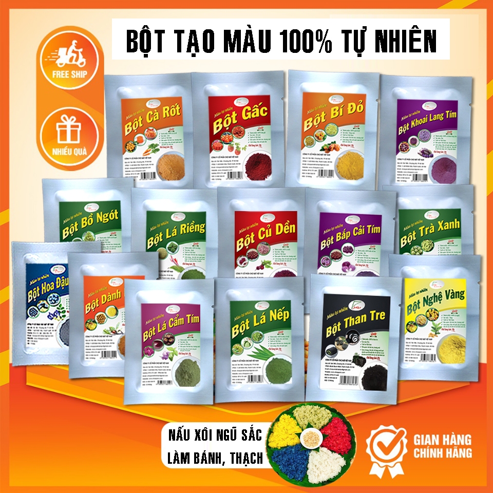Bột rau củ tạo màu thực phẩm 100% tự nhiên sấy lạnh hữu cơ làm bánh, nấu xôi 20gr lá nếp, lá dứa