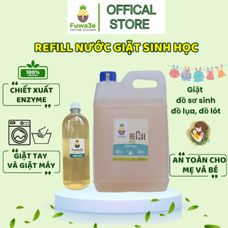 Fuwa3e- Refill Nước Giặt Sinh Học, Chiết Xuất Enzyme Tự Nhiên- Giặt Đồ Sơ Sinh Đồ Lụa Đồ Lót Chai 1L