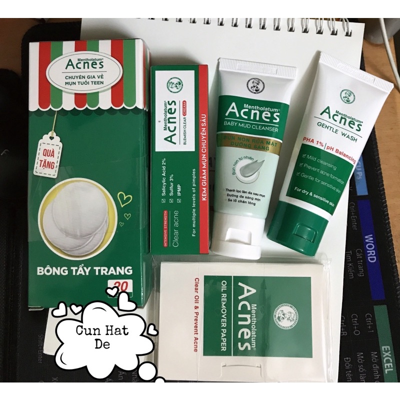 Bộ Sản Phẩm Chăm sóc Da mụn cho Mặt Acnes ( Hàng mẫu Chính hãng )