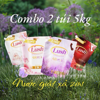 Combo 2 túi giặt Lush 5kg nước giặt xả 2in1 lưu hương đến 48h 4 mùi hương thơm quyến rũ