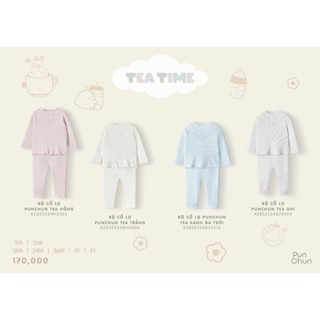 Punchun bộ cổ lọ dài tay, thun tăm dành cho bé Tea AW2024D08