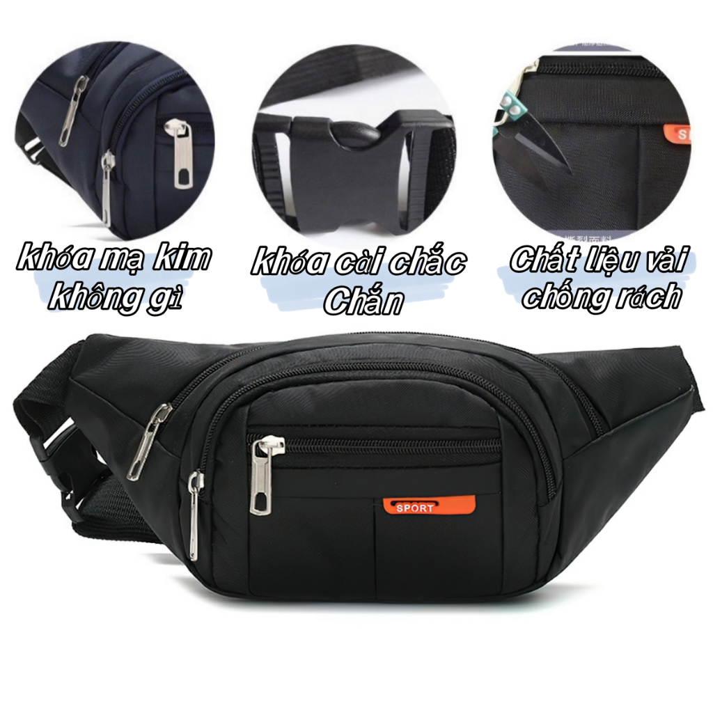 Túi bao tử nam nữ đeo hông vải Canvat chống nước nhẹ, kiểu dáng đa dạng phong phú TINTO