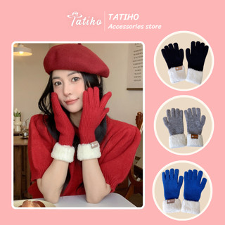 Găng Tay Len Unisex, Bao Tay Dệt Kim Hở Ngón Phối Lông Cừu Cổ Tay Mềm Mịn Ấm Áp Thời Trang Hàn Quốc - Tatiho - Mã GT056