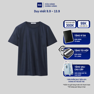 HLA - Áo thun nam ngắn tay thêu chìm chữ mềm mịn cao cấp Letter embroidery soft & elastic T-shirt