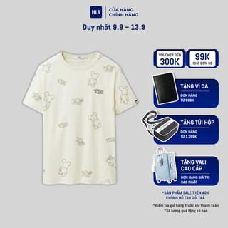 HLA x Qee - Áo thun nam ngắn tay phối họa tiết gấu mềm mại thoải mái Soft & comfortable bear pattern T-shirt