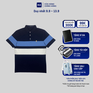 HLA - Áo POLO nam ngắn tay phối sọc màu cao cấp Mirco Elastic Contrast Colour Stripes Short Sleeve Polo Shirt Men